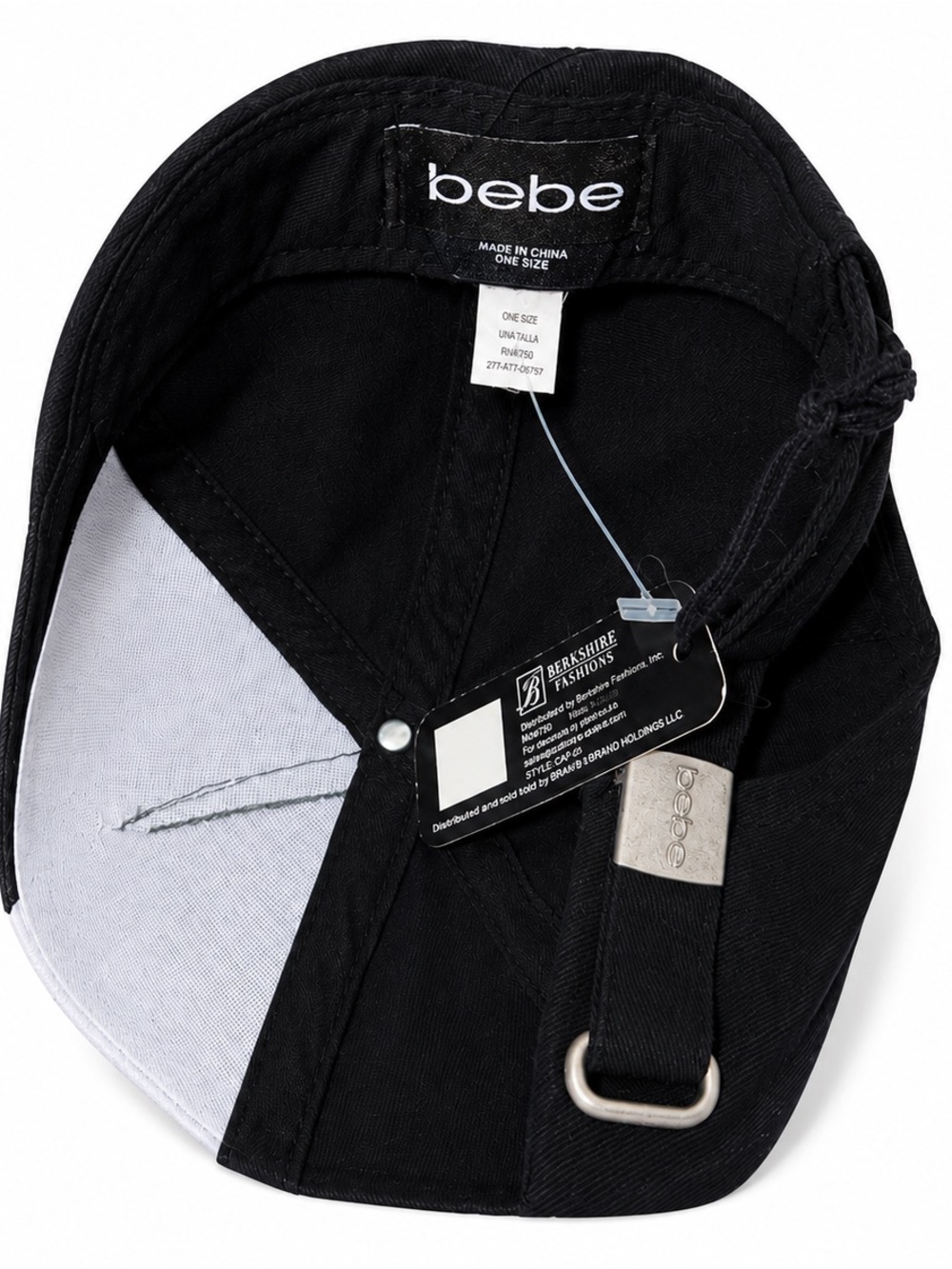 Bebe Women’s Rhinestone Logo Black Baseball Cap Leopard Print Brim Y2K NWT - Picture 3 of 3